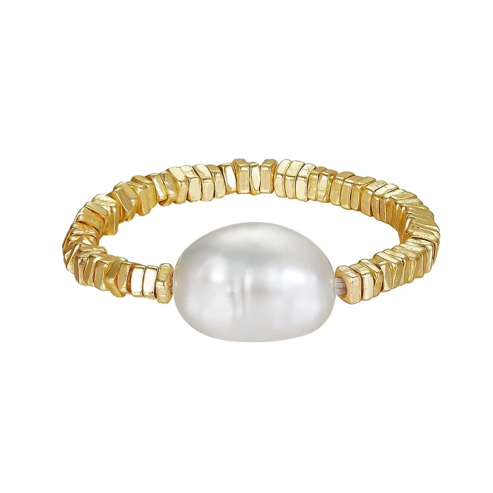 $89 NEW - Fine Sterling Silver or Gold Plated Stretch Freshwater Pearl Ring
